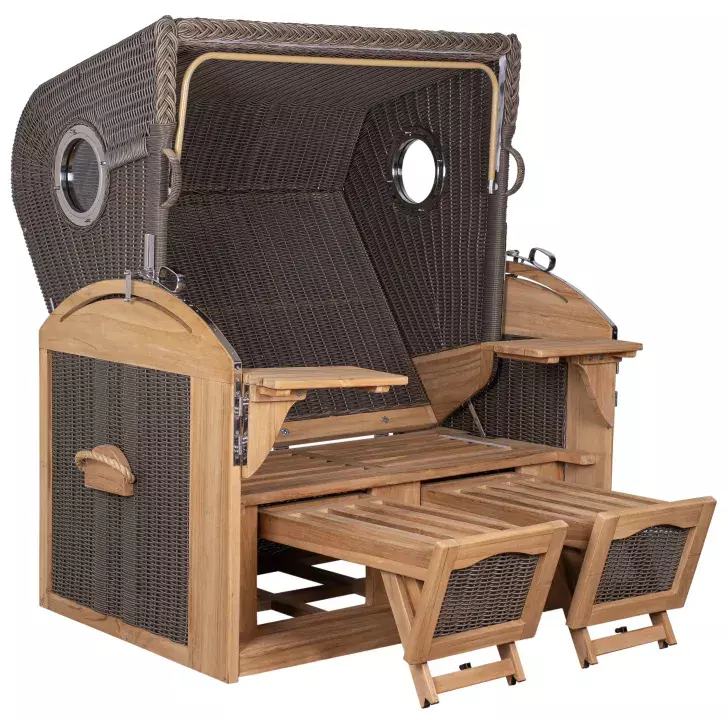 Strandkorb Horum XL Teak PE grey Dessin ...